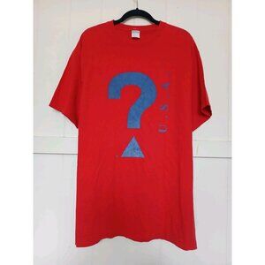 Vintage GUESS? Spellout Graphic T Shirt Mens L Red Cotton Made USA Short Sleeve